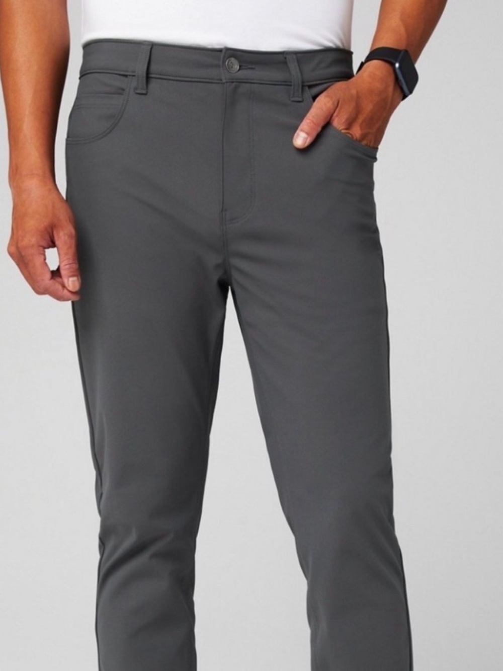 Fabletics Men’s The Don 5 Pocket Tech Pants | 42 | Charcoal Gray
